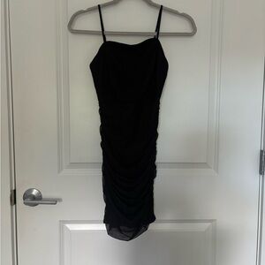 Elegant Black Ruched Dress